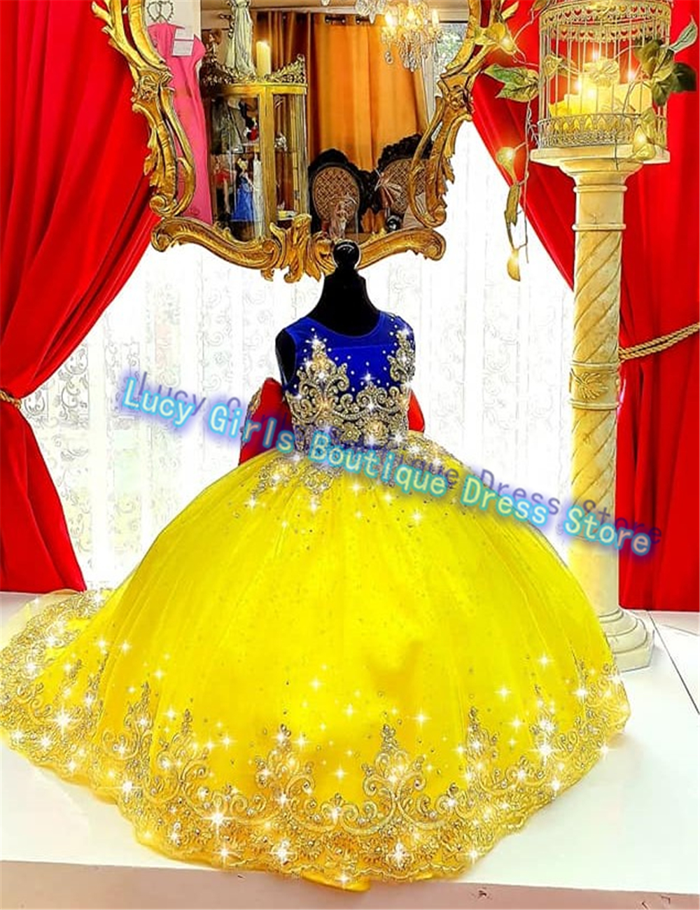 Luxuriously Yellow Flower Girl - Embroidery Yellow Dress avis et prix