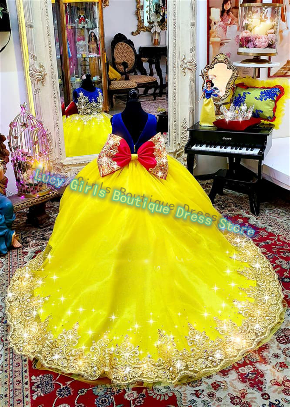 Luxuriously Yellow Flower Girl - Embroidery Yellow Dress avis et prix