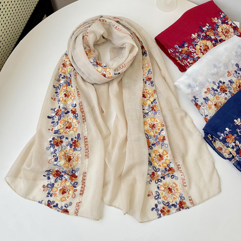 2025 New Soft Cotton Hijab Sca - Embroidery Hijab avis et prix