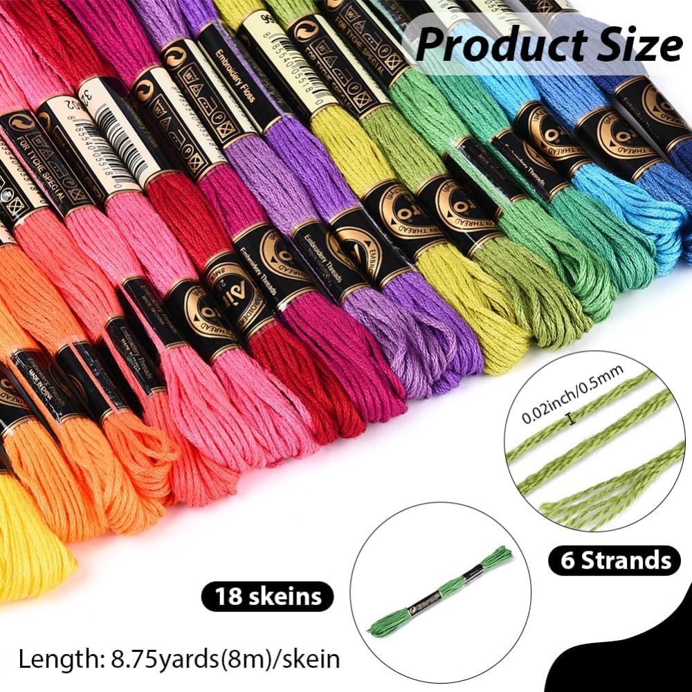 18 Skeins 157.5 Yards Colorful - Embroidery Yarns avis et prix