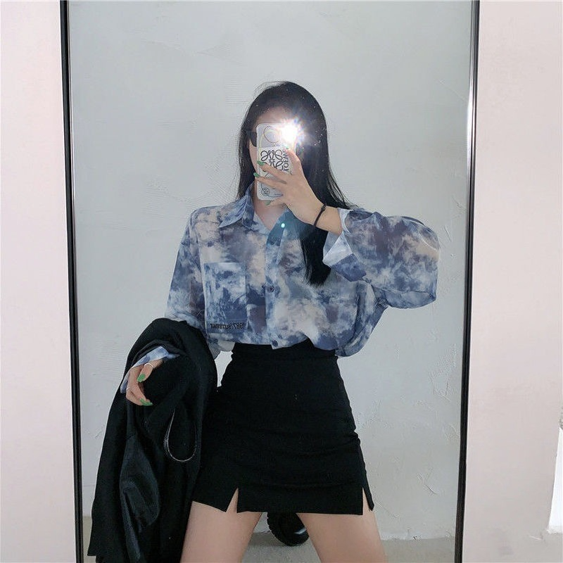 Shirts Women Fashion Tie Dye H - Embroidery Gothic avis et prix