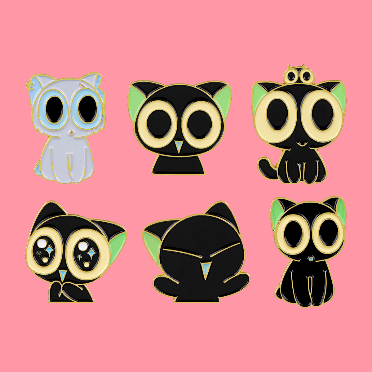 Cute Anime Black Cats Enamel P - Embroidery Simple avis et prix