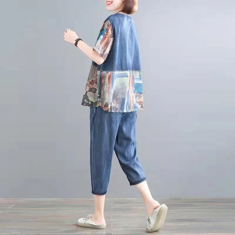 5XL Summer Women's Jeans Sets  - Embroidery On Jeans avis et prix