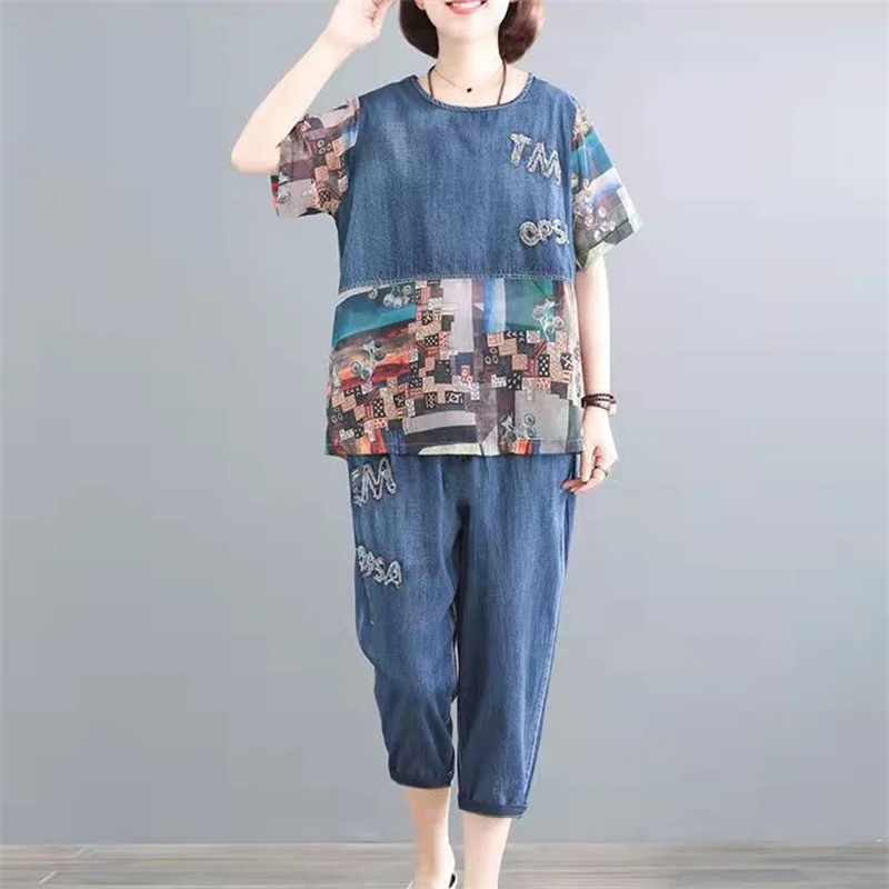 5XL Summer Women's Jeans Sets  - Embroidery On Jeans avis et prix