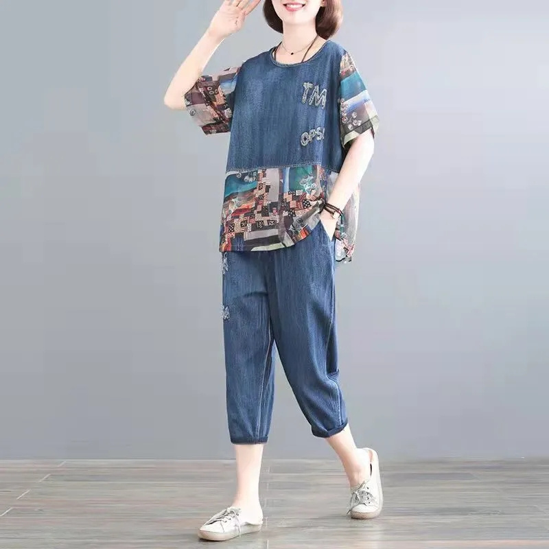 5XL Summer Women's Jeans Sets  - Embroidery On Jeans avis et prix