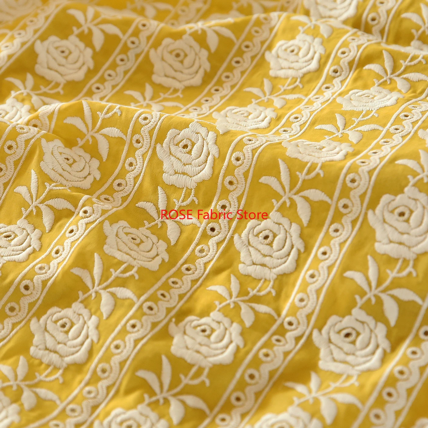 French Cotton Yellow Rose Heav - Embroidery Yellow Dress avis et prix
