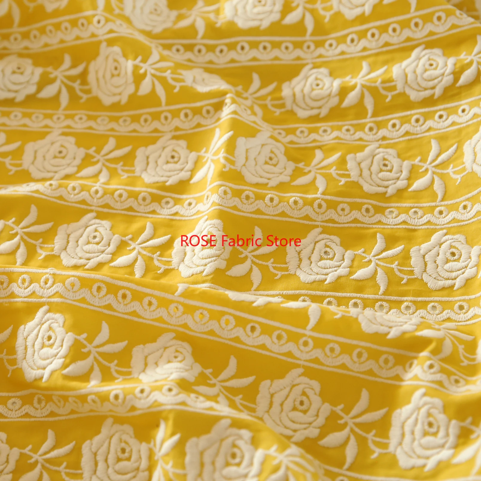 French Cotton Yellow Rose Heav - Embroidery Yellow Dress avis et prix
