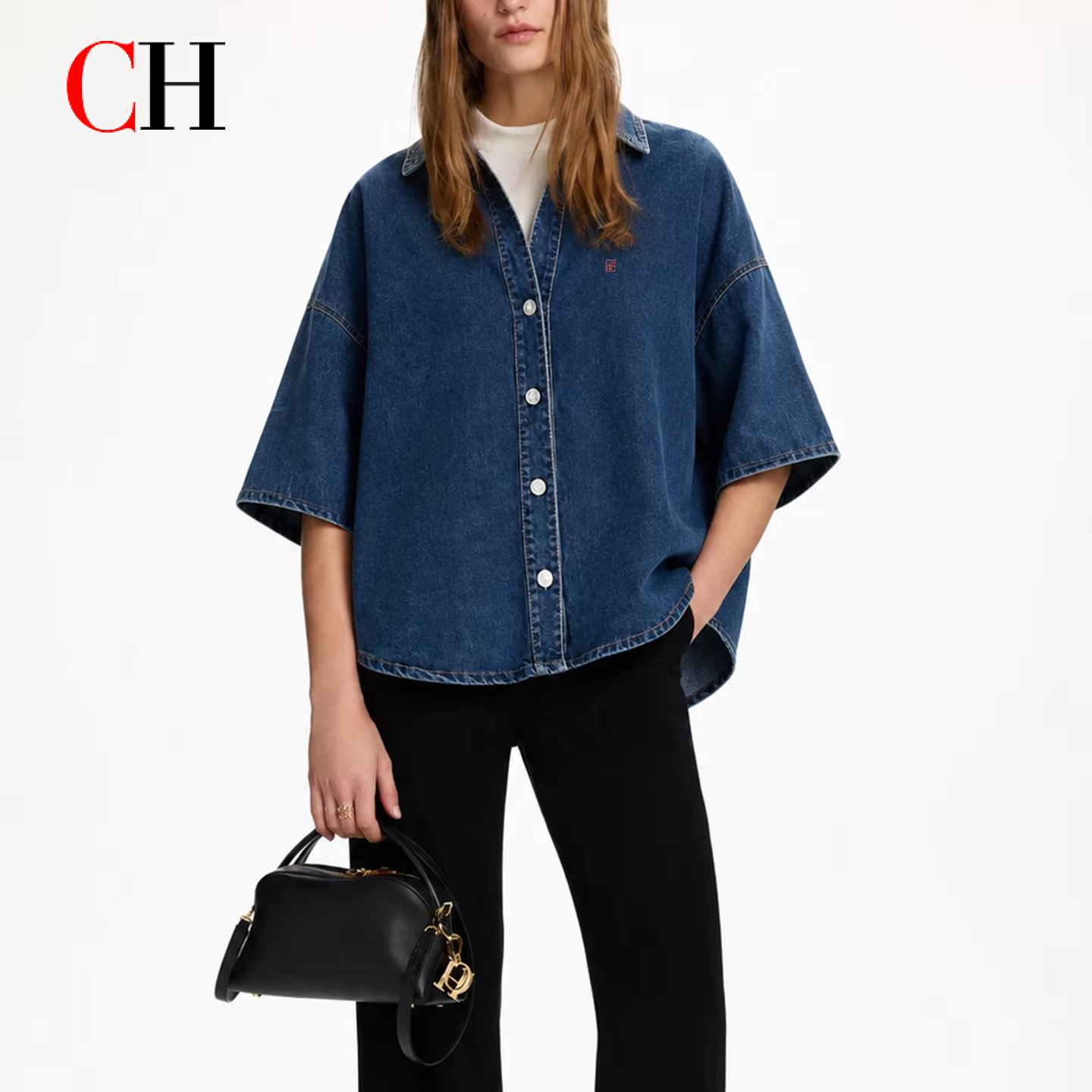 CH Letter Embroidered Solid Co - Embroidery Uniform avis et prix