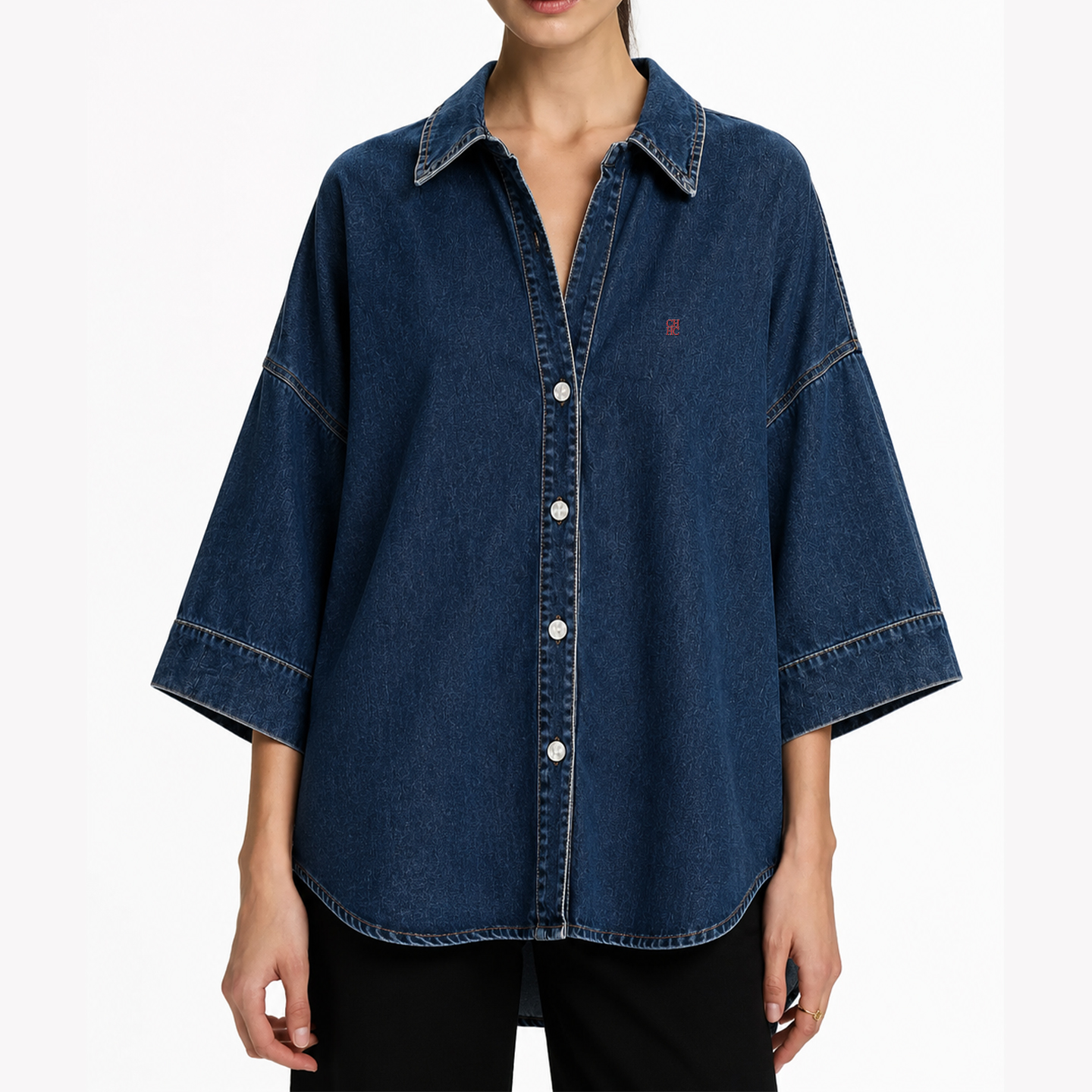 CH Letter Embroidered Solid Co - Embroidery Uniform avis et prix