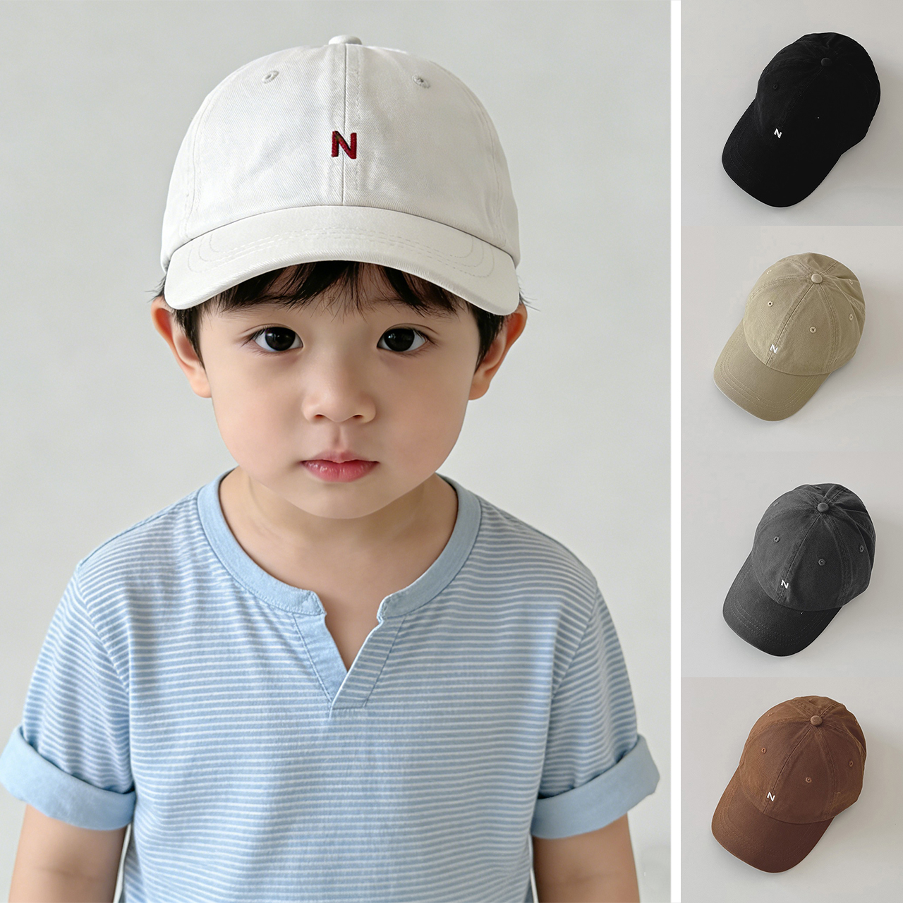 N-Letter Baby Peaked Hat Solid - Embroidery Letter N avis et prix