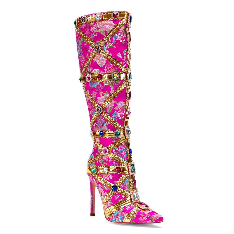 Multicolor Gemstone Gold Trim  - Embroidery Shoes avis et prix