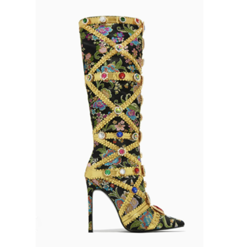Multicolor Gemstone Gold Trim  - Embroidery Shoes avis et prix