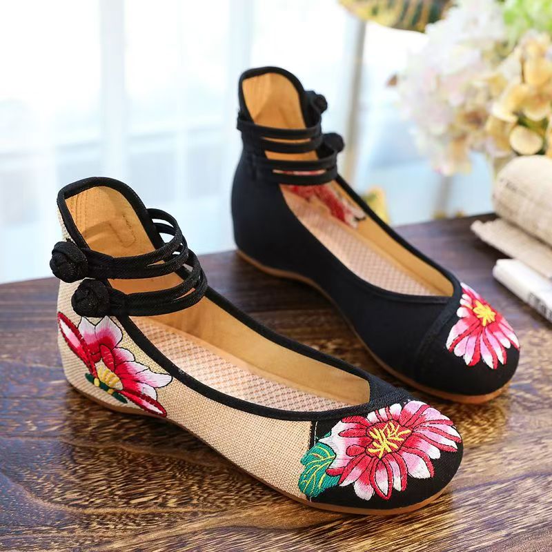 Woman Wedges Embroidered Cloth - Embroidery Shoes avis et prix