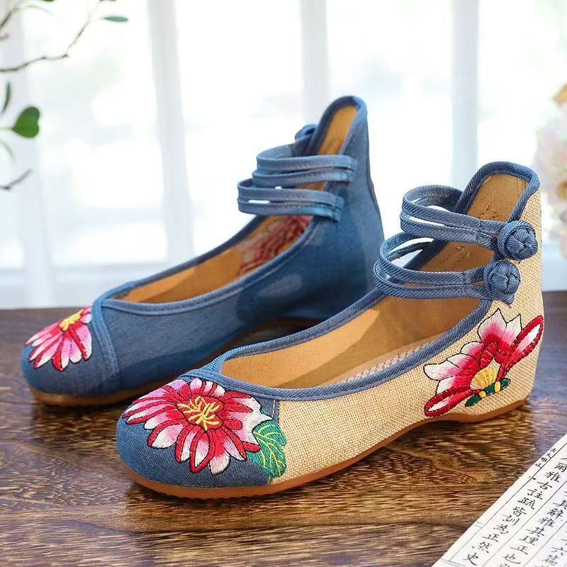 Woman Wedges Embroidered Cloth - Embroidery Shoes avis et prix