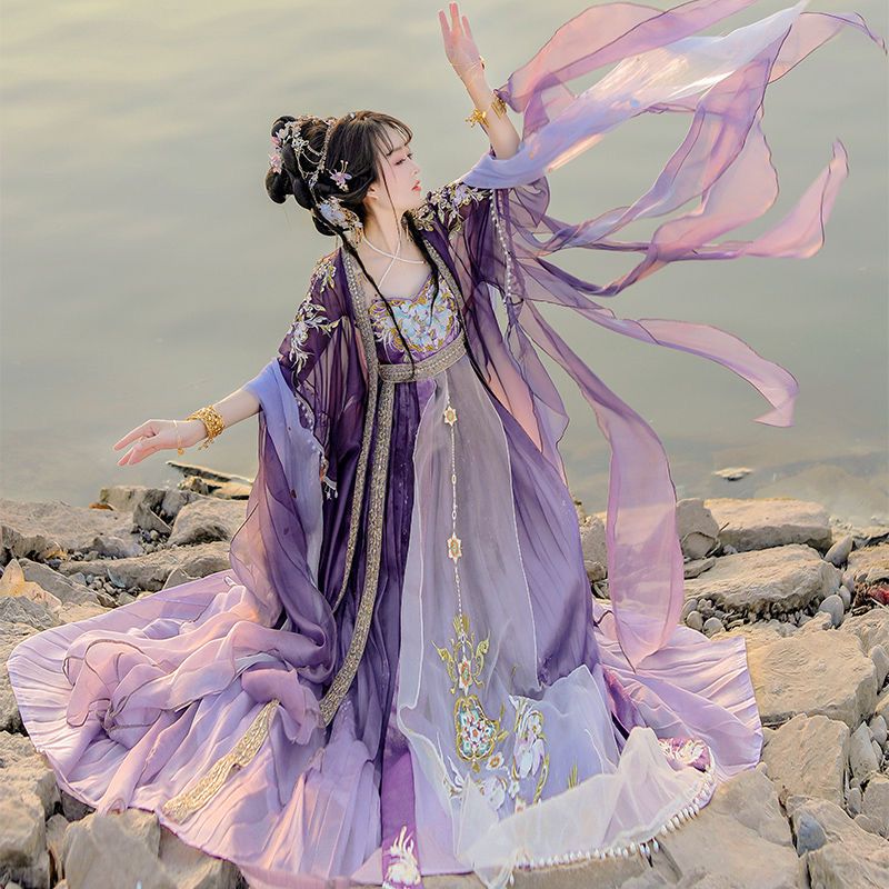 Chinese Hanfu Dress Women Trad - Embroidery Yellow Dress avis et prix