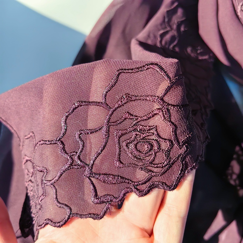 Purple Chiffon Hijab Shawls Wo - Embroidery Hijab avis et prix