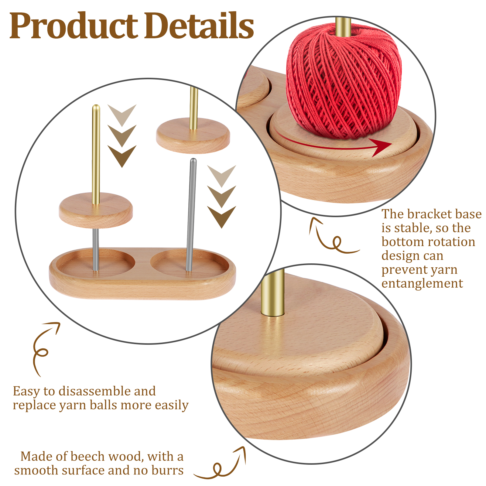 Yarn Ball Holder Rotatable Woo - Embroidery Yarns avis et prix