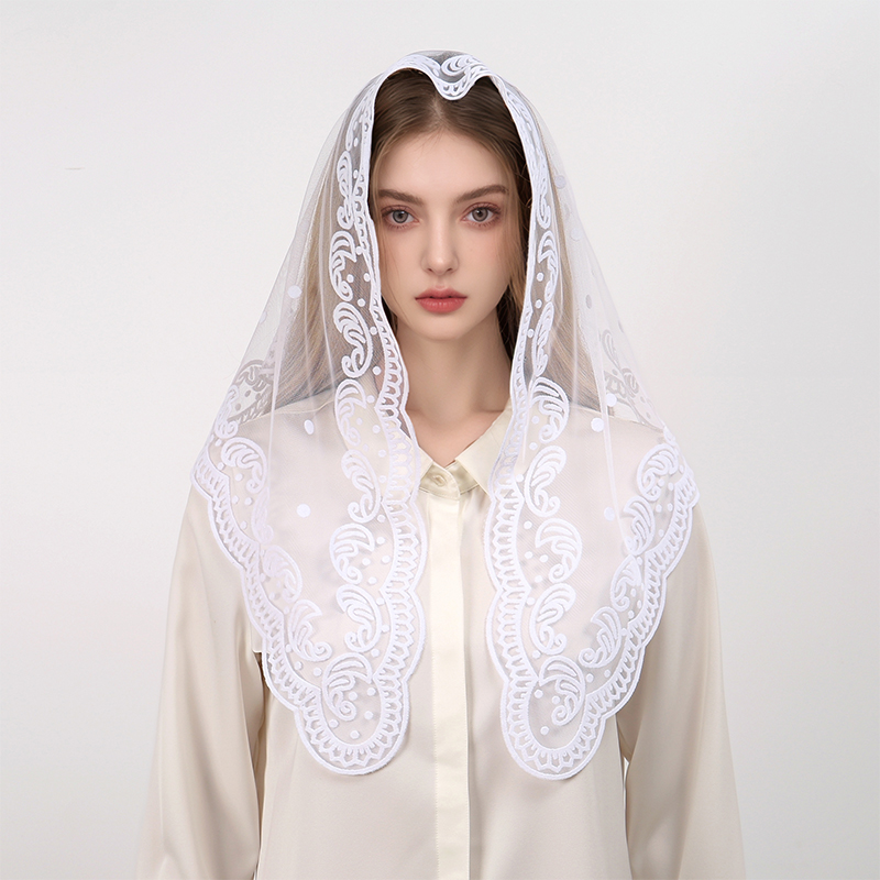 1Pc Women's Elegant Solid Colo - Embroidery Hijab avis et prix
